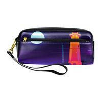 Astuccio in pelle PU per studenti astuccio per matite con faro in riva al mare organizzatore di cancelleria con scomparti con cerniera astuccio per adolescenti ragazze ragazzi, Multicolore-10