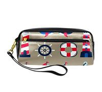 Astuccio in pelle PU per studenti astuccio per matite con faro in riva al mare organizzatore di cancelleria con scomparti con cerniera astuccio per adolescenti ragazze ragazzi, Multicolore - 8