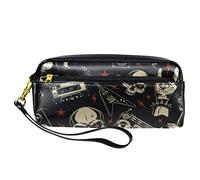 Astuccio in pelle PU per studenti astuccio per matite con faro in riva al mare organizzatore di cancelleria con scomparti con cerniera astuccio per adolescenti ragazze ragazzi, Multicolore -4