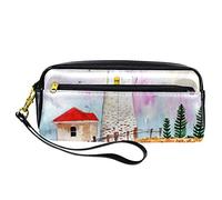 Astuccio in pelle PU per studenti astuccio per matite con faro in riva al mare organizzatore di cancelleria con scomparti con cerniera astuccio per adolescenti ragazze ragazzi, Multicolore - 7