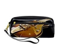 Astuccio in pelle PU per studenti astuccio per violoncello strumenti musicali nero cancelleria organizer con scomparti astuccio con cerniera per ragazze adolescenti ragazzi, Multicolore-10