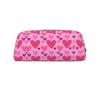 Astuccio in pelle rosa con stampa a forma di amore, elegante e pratico, per studenti, perfetto per ufficio e scuola, Argento, Taglia unica, Astuccio per trucchi