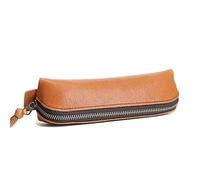 Astuccio in Pelle Sacchetto del sacchetto della matita della matita della matita in pelle con supporto for penna con cerniera (Colore : Yellow brown, Size : 19x6x6cm)