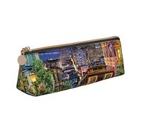 Astuccio in pelle San Francisco dal design sottile con cerniera metallica, tascabile, per studenti, ufficio, università, scuola media, bianco, Taglia unica, Set di zaini per la scuola