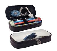 Astuccio in pelle stampata con tartaruga marina sulla spiaggia, grande capacità, astuccio per matite e cosmetici, con cerniera, Nero , Taglia unica, Semplice
