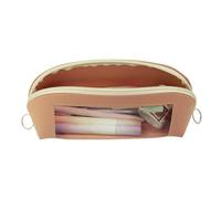 Astuccio in pelle trasparente, contenitore organizer per matite, grande capacità di cancelleria con cerniera, forbici, righelli, gomme, appunti, materiale scolastico, 23,5 x 8 x 8,5 cm, rosa, Refer to