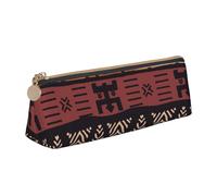 Astuccio in pelle tribale africana in tessuto di fango dal design sottile con cerniera metallica, formato tascabile, per studenti, ufficio, università, scuola media, bianco, Taglia unica, Set di zaini