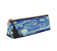 Astuccio in pelle Van Gogh con cielo stellato dipinto a olio con cerniera per la scuola cilindro astuccio cancelleria per studenti adolescenti