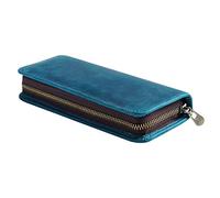 Astuccio in pelle, vintage, con cerniera, grande capacità, per scuola, lavoro, ufficio