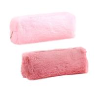 Astuccio in peluche, 2 pezzi, bianco, morbido astuccio, per ragazze, donne, studenti, grazioso astuccio per gioielli, borsa per cosmetici, adatto per scuola, lavoro, viaggi (rosa, rosa soya), Colore: