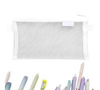 Astuccio in rete con cerniera, resistente all'usura, organizer per cosmetici, articoli di cancelleria per studenti, amici, ragazzi, ragazze, adulti, bambini e adolescenti, bianco, Refer to description