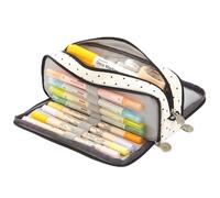 Astuccio in tela divisa con un grande scomparto principale e due sezioni più piccole per un imballaggio ordinato (stelle gocce di pioggia)