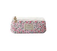 Astuccio in tela per matite e matite, con cerniera, piccola borsa per trucchi e monete, organizer per la scuola di cancelleria - stile floreale Beige