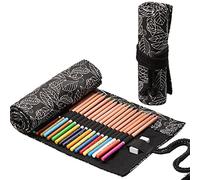 Astuccio in Tela Portamatite, Ouceanwin 72 Fori Roll Up Portapenne in Tela, Retro Matite Accessori Roll Tela Matita Wrap, Studenti Cancelleria Stoccaggio Borsa per Artista, Scuola, Ufficio