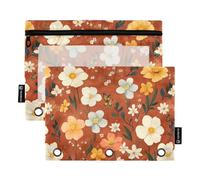 Astuccio in terracotta con fiori autunnali, narciso, anemone, api, raccoglitore, per raccoglitori a 3 fori, con tre anelli, per esami e forniture