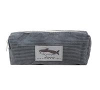 Astuccio in Velluto a Coste con Motivo Squalo, Organizzatore di Materiali Scolastici, Ragazzi Grande Capacità, Multiuso, Grigio