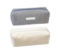 Astuccio In Velluto A Coste Da 2 Pezzi, Astuccio Semplice In Tinta Unita, Astuccio Con Cerniera, Custodia Per Materiale Scolastico, Custodia Multiuso