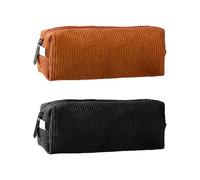 Astuccio In Velluto A Coste Da 2 Pezzi, Astuccio Semplice In Tinta Unita, Borsa Grande Per Cancelleria, Borsa Per Cosmetici, Astuccio Con Cerniera, Custodia Multiuso
