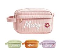 Astuccio in Velluto A Coste Personalizzato, Pochette Personalizzata con Ricamo, Borsa Porta Cancelleria con Nome, Compleanno For Bambine, Regalo For Damigelle D'onore