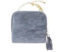 Astuccio in velluto per gioielli, piccola custodia da viaggio da 10 cm, organizer compatto in velluto, borsa morbida con cerniera, porta braccialetti e collane portatile per viaggi di lavoro, gite nel