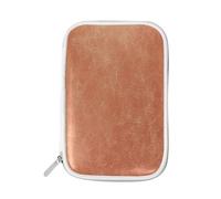 Astuccio in vera pelle arancione naturale, con texture marrone, con cerniera, astuccio da viaggio, organizer per cosmetici, per la scuola, ragazze e ragazzi, Multi, Size：9(L)x5.5(W) inch, Astuccio