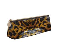 Astuccio leggero e spazioso con stampa di serpente giallo, grande capacità, triangolare, con cerniera, per strumenti di scrittura, bianco, Taglia unica