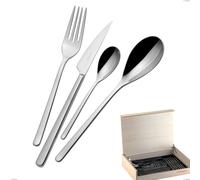 Astuccio madeira 50 pezzi posate sintesi bugatti, acciaio 18.10 cromo lucido cromo