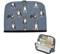 Astuccio magnetico multiuso, grande custodia in nylon per bambini e adulti | Multi Pocket Multi Use Boston Terrier Dog Grey Paw