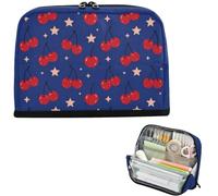 Astuccio magnetico multiuso, grande custodia in nylon per bambini e adulti | Multi Pocket Multi Use Fun 8 Ball Cherry Leopard Stella Sfondo Blu Seamless Pattern Retro Giocoso Disegno Modello per Ga