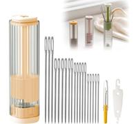 Astuccio magnetico per aghi con aghi da cucito, strumento per infilare e sfilare, set di strumenti per cucire a mano, kit di ago e filo per cucire multiuso con cruna grande per pelle (Yellow)