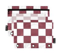 Astuccio marrone e bianco a quadri americani con finestra trasparente astuccio in plastica grande capacità 3 anelli raccoglitore con cerniera scuola classe ufficio organizzatori multicolore 2 PCS