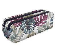 Astuccio Matita con 2 scomparti caso Portapenne Pennarelli ed Accessori Scuola Purple Monstera leaves [107]