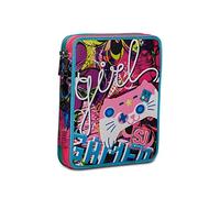 SJ GANG STYLE JAM GANG Astuccio Scuola 2 Zip, Gleamled Girl, - Doppio Scomparto Accessoriato con Matite, Penne e Pennarelli, Rosa, 25 x 19 x 5 cm