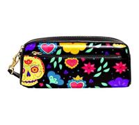 Astuccio Mexican Sugar Skull Floresa Heart Portamatite Studenti Multifunzione Borsa Dei Trucchi Grande Capacità Scatola Di Cancelleria Per Scuola Università Adolescente