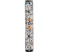 Astuccio Mezuzah Cilindrico Peltro/Ottone Gerusalemme Città Santa Motivo...
