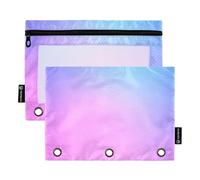 Astuccio moderno per raccoglitori a 3 anelli, colori astratti, sfumatura pastello, con cerniera, per la scuola, tasche trasparenti con cerniera, 24,9 x 18 cm, confezione da 2