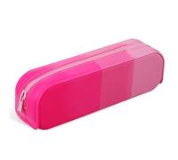 Astuccio Monocromo Rosa in Silicone Due Scomparti, Back To School Party | Pochette Trucchi da Borsa, Porta Cosmetici Solidi, Organizer Leggero e Morbido, Grande Capienza, Uso Multiplo