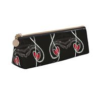 Astuccio multifunzione in pelle con simboli musicali e scritta "Love", con grande spazio per riporre oggetti, design classico triangolare, bianco, Taglia unica, Astuccio per trucchi