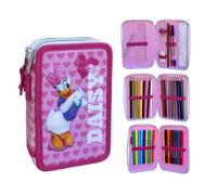 Astuccio multiscomparto 3 zip Paperina Disney per la scuola completo 44 pezzi penne matite colori pennarelli giotto
