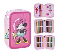 Astuccio multiscomparto Minnie Disney astuccio 3 zip per la scuola completo 44 pezzi penne matite colori pennarelli