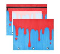 Astuccio multiuso a 3 fori per lettere formato A4, confezione da 2 pezzi, per studenti di classe, moda, pittura graffiti, rosso, blu