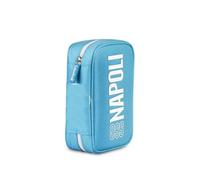 Astuccio Napoli Azzurro Completo con Colori 1 Zip Scuola Elementare 20x13x6 cm + Omaggio Portachiavi Calcio