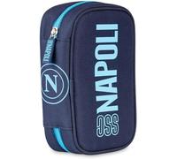 Astuccio Napoli Blu Scuro Completo con Colori 1 Zip Scuola 20x13x6 cm + Omaggio Portachiavi Calcio