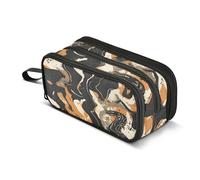Astuccio nero kaki con graffiti astratti, grande capacità, per ragazzi e ragazze, astuccio a 3 scomparti, astuccio per studenti, cancelleria per scuola, ufficio, lavoro, Graffiti astratti neri kaki,