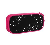 Astuccio nero rotondo con stampa a pois, per cosmetici, strumenti artistici, studenti, insegnanti, uso versatile, rosa, Taglia unica, Set di zaini per la scuola