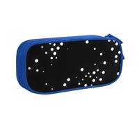 Astuccio nero rotondo con stampa a pois, per cosmetici, strumenti artistici, studenti, insegnanti, uso versatile, Blu, Taglia unica, Set di zaini per la scuola