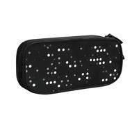 Astuccio nero rotondo con stampa a pois, per cosmetici, strumenti artistici, studenti, insegnanti, uso versatile, Nero , Taglia unica, Set di zaini per la scuola