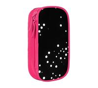Astuccio nero rotondo con stampa a pois, pratico astuccio multi-scomparto per ufficio, viaggi, scuola, arte e forniture quotidiane, rosa, Taglia unica, Con tasca per il