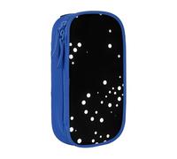 Astuccio nero rotondo con stampa a pois, pratico astuccio multi-scomparto per ufficio, viaggi, scuola, arte e forniture quotidiane, Blu, Taglia unica, Con tasca per il