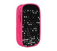 Astuccio nero rotondo con stampa a pois, pratico astuccio multi-scomparto per ufficio, viaggi, scuola, forniture artistiche quotidiane, rosa, Taglia unica, Con tasca per il